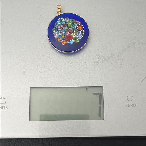 14k Italy Gold Necklace with Colorful Murano Glass Floral Pendant - Picture 6 of 8